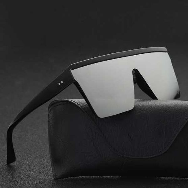 

new custom black square shades sun glasses women fashion retro mirror flat oversize sunglasses for men, White;black