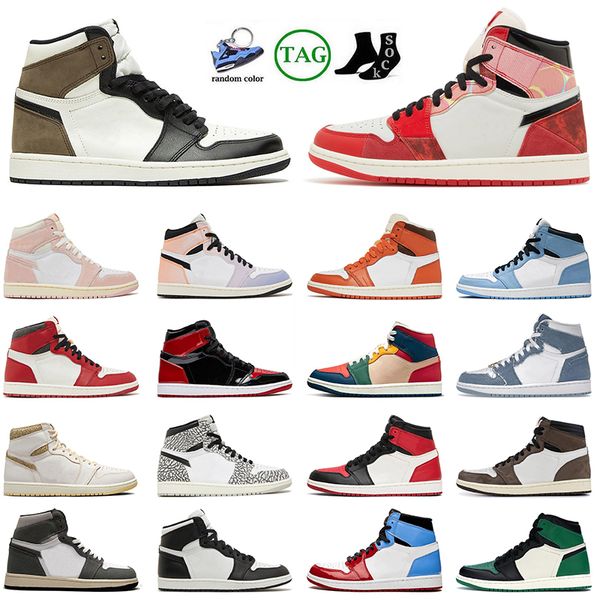 

1s basketball shoes for men womens jordens high og sneakers jumpman 1 spider-verse dark mocha found washed pink denim starfish fashion sneak