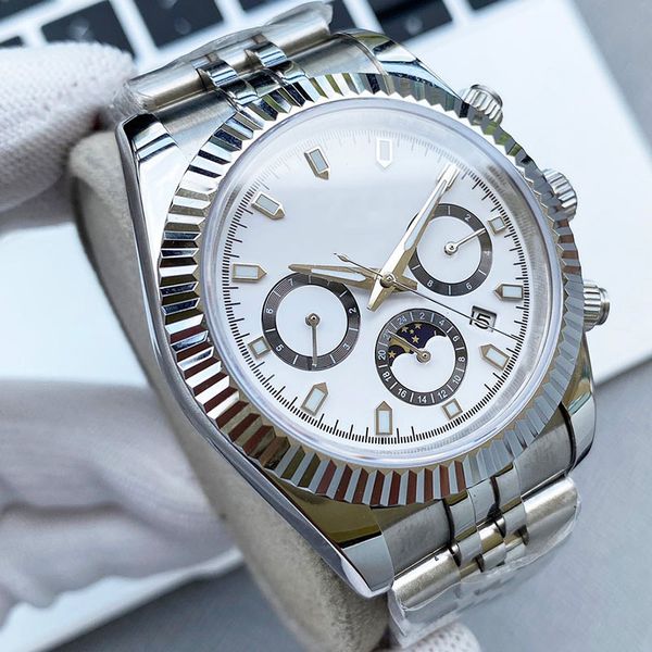 

watch gift automatic mechanical men watch 41mm stainless steel sapphire fashion business wristwatch montre de luxe multifunctional wristbran, Slivery;brown