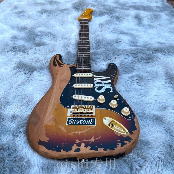 

handmade masterbuilt limited edition stevie ray vaughan tribute srv number one vintage brown st electric guitar tremolo bridge & whammy bar