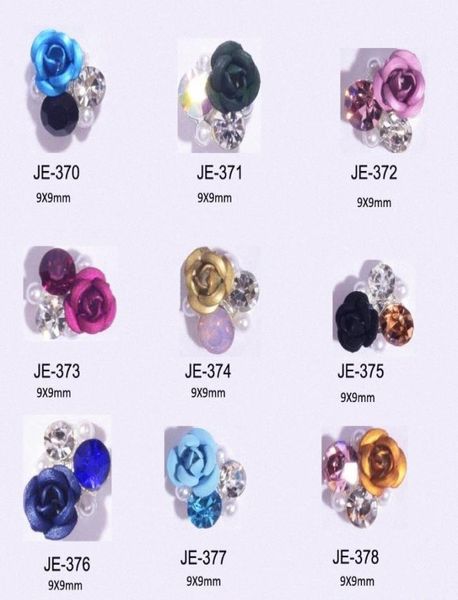 

10pcs japanese style alloy 3d nail art acrylic rose flower decoration crystal rhinestones for nail charms jewelry supplies 99mm o5531055, Silver;gold