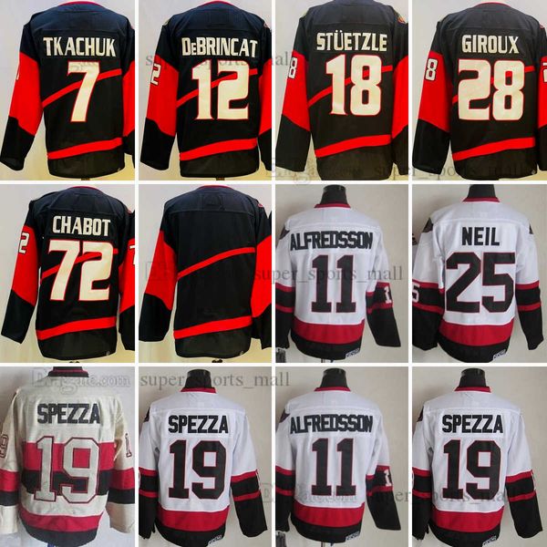 

1883-1998 movie retro ccm hockey jersey 11danielalfredsson 19jasonspezza 25chrisneil 28giroux 72chabot 12debrincat 18ctuetzle embroidery jer, Black