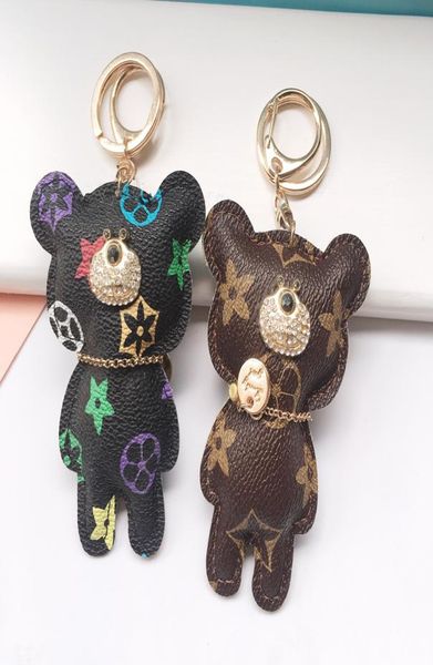 

fashion key chain accessories tassel key ring pu leather bear pattern fashion car keychain jewelry bag charm7889703, Slivery;golden