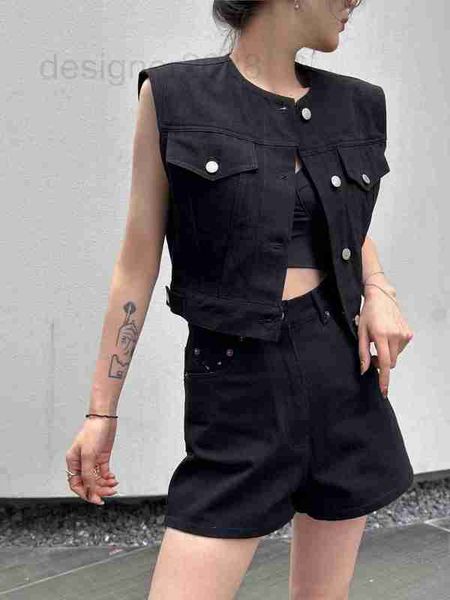 

women's vests designer 2023 summer new fashion versatile western style small goddess wash water denim vest l5ug, Black;white