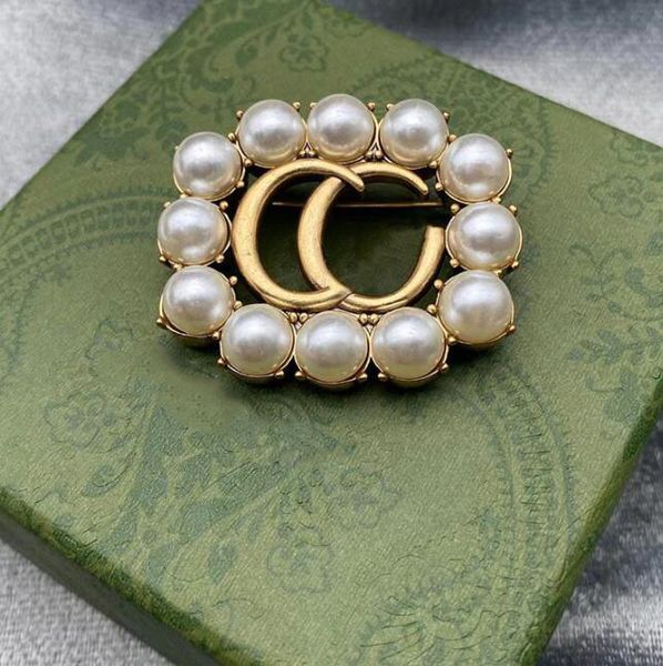 

women brand luxurys desinger brooch women pearl letter brooches suit pin fashion jewelry clothing decoration accessories breastpin, Gray