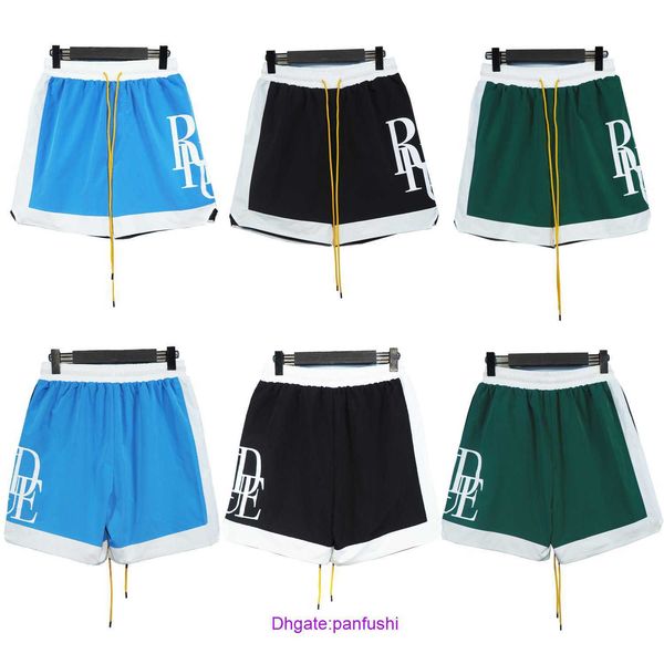 

wholesale designer rhude sport shorts for sale american rhude22s color blocking large contrast fashion brand spring and summer mens womens c, White;black