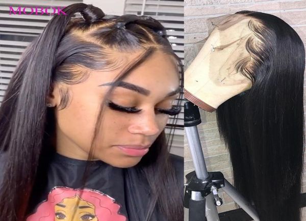 

whole 13x4 straight human hair wigs brazilian straight frontal wig 360 lace frontal wig remy 150 straight lace front wig6080213, Black