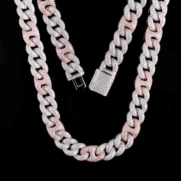 

18k white gold real cuban bracelet moissanite chain 12mm link, Silver