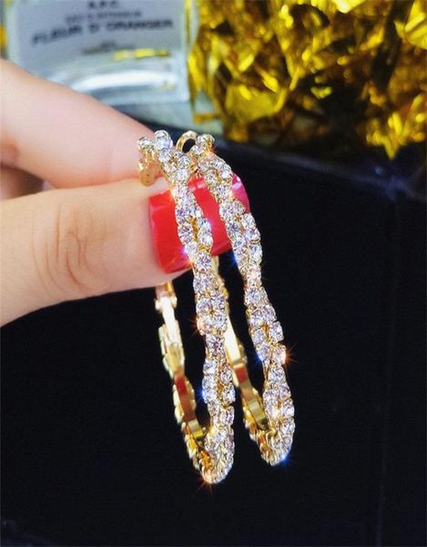 

woman earrings modern female gold hanging hoop crystal fashion jewelry s925 silver needle circle diamond earrings5435333, Golden;silver