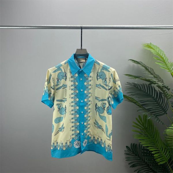 

summer designer shirt mens button up shirts print bowling shirt hawaii floral casual shirts men slim fit short sleeve dress hawaiian t-shirt, White;black