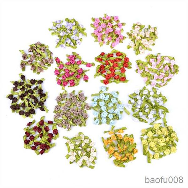 

sachet bags 100pcs satin ribbon roses artificial mini silk rosettes fabric flowers heads handmade diy craft for wedding decoration r230605