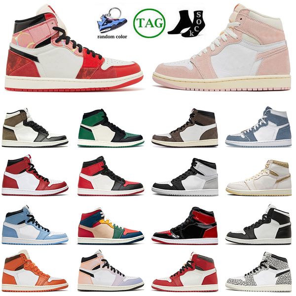 

jumpman 1 og high spider-verse basketball shoes 1s sneakers skyline white cement washed pink denim shadow taxi mochas mens women outdoor tra