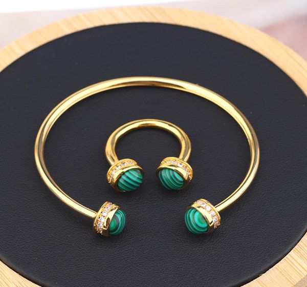 

korean version of creative simple personality green fritillion bracelet zircon fashion bangle ring set versatile jewelry women bra6832560, Black