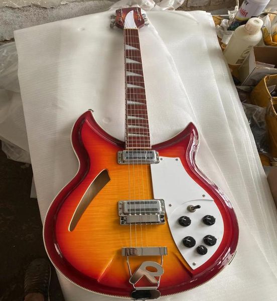 

6 string electric guitar semi hollow body double flame maple delivery5163859