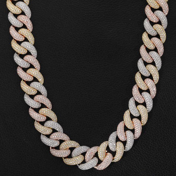 

20mm mosaic sterling silver s925 cuban chain hip hop fashion necklace