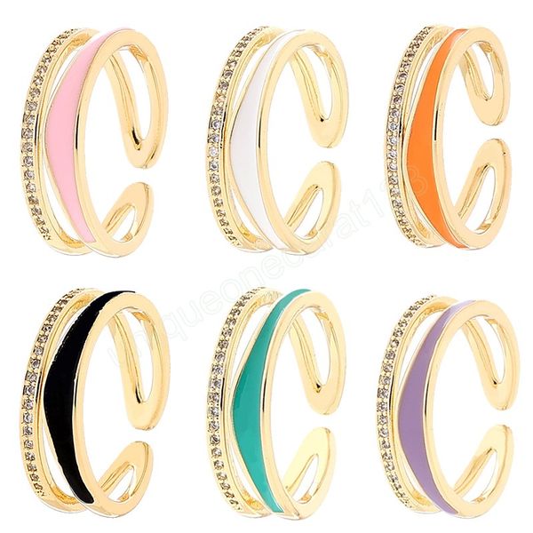 

y2k delicate adjustable rings with shiny cz crystal stone trend 18k gold plated jewelry for women fine gifts, Silver