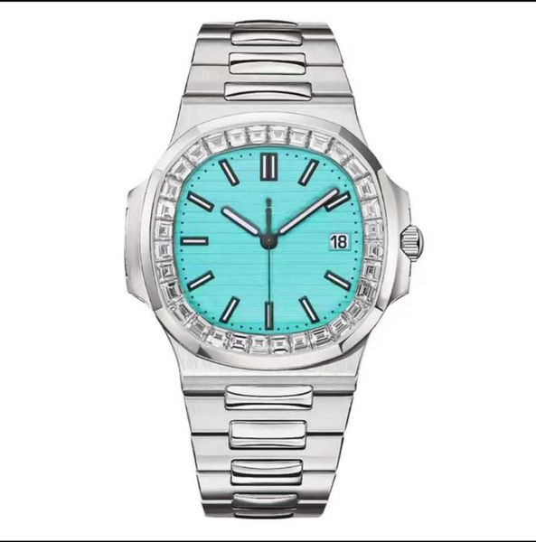 

diamond luminous wrist watches patas 40mm*8.3mm 3k 5711 new fashion same model parrot square crystal iced out bezel gift pate philip 1p, Slivery;brown