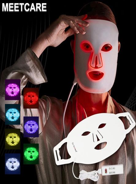 

led 7 colors silicone gel face mask skin rejuvenation pon light therapy facial pdt masks anti wrinkle acne tighten skin care5692651
