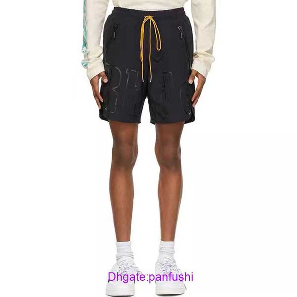 

rhude shorts wholesale designer for sale dark print capris summer new solid color mesh lining quick drying men's and women's short, White;black