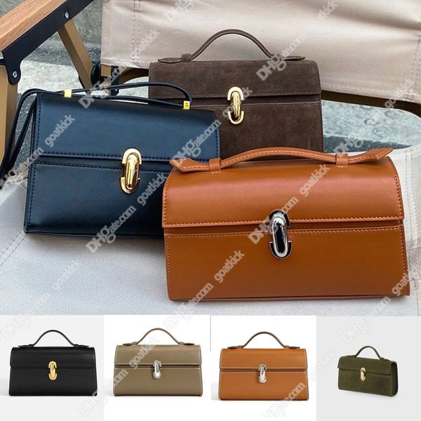 

slim symmetry pochette saddle suede tote bags lcu suede smooth surface simple handbag savette retro single black brown shoulder bags