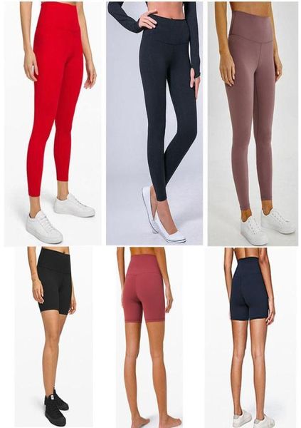 

2020 a-32 solid color xiaobaigou women yoga pants high waist sports gym wear leggings elastic fitness lady overall full tights workout7593#4, White;red