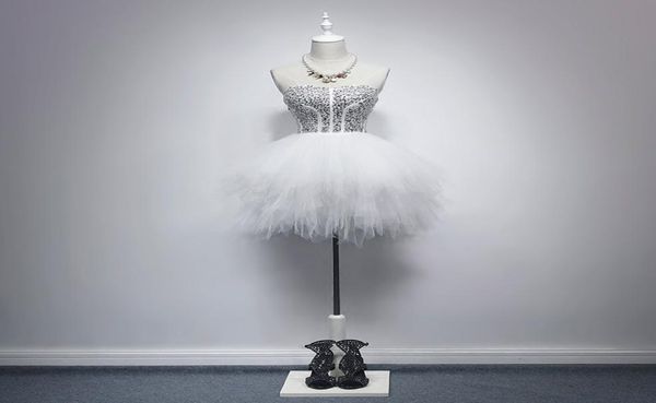 

real strapless white homecoming dresses 2020 beaded sequins tulle ball gown short prom dresses cocktail party gowns graduati4599589, Blue;pink