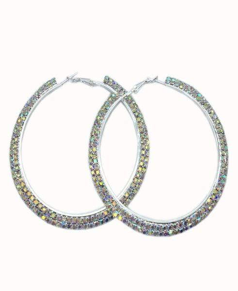 

rhinestone crystal large hoop earrings ab rhinestones round circle earrings delicate big hoops fashion jewelry for women3671210, Golden;silver