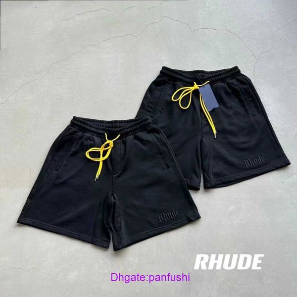 

wholesale designer rhude sport shorts for sale rhude embroidered solid color casual sports high street loose drawstring couples, White;black