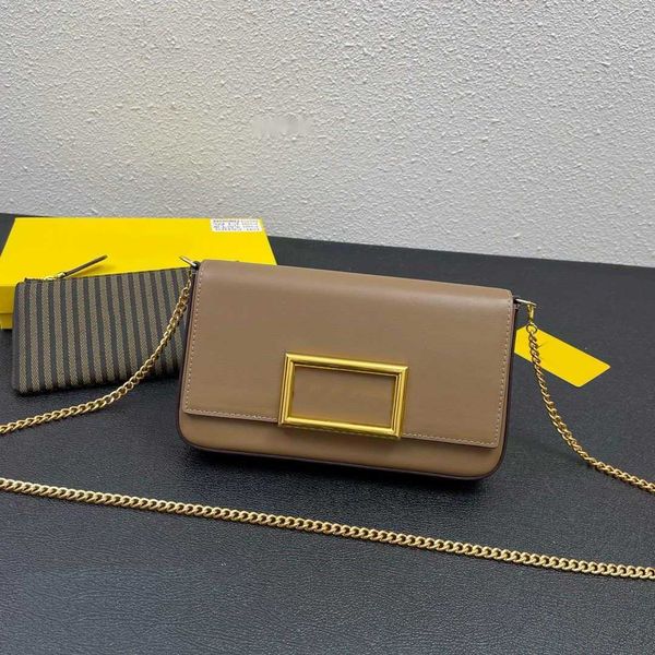 

new f letter designer bag women gold chain crossbody messenger bag leather luxurys handbags internal stripes shoulder bag with pouch 230301