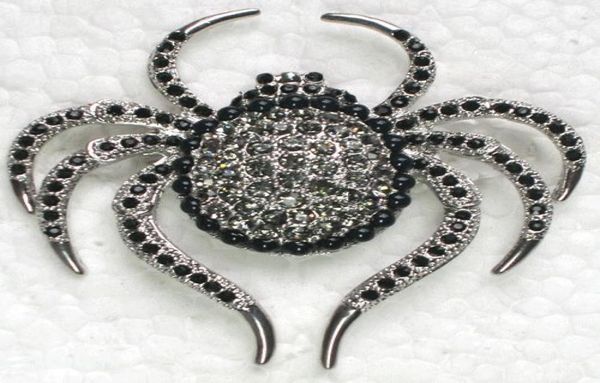 

whole fashion brooch rhinestone spider halloween gift pin brooches in 6 colors c1012911539364, Gray