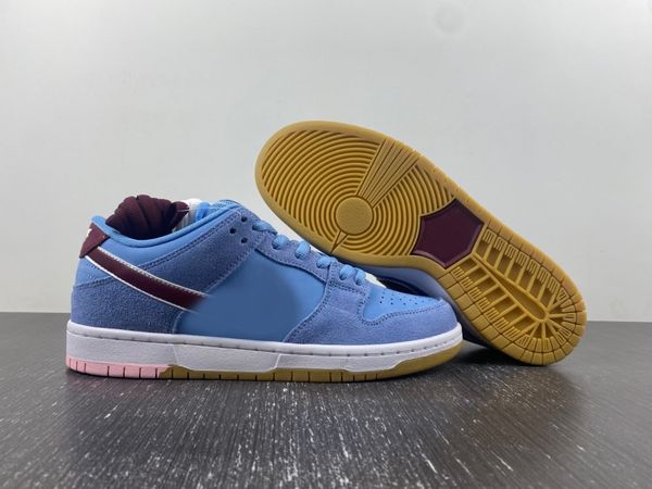 

authentic running shoes low phillies valor blue team maroon white gum light brown dq4040-400 sports casual shoes sneakers men women trainers, Red;white