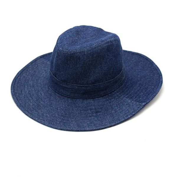 

wide brim hats cotton demin fedoras jean hat large summer outdoor5457534, Blue;gray