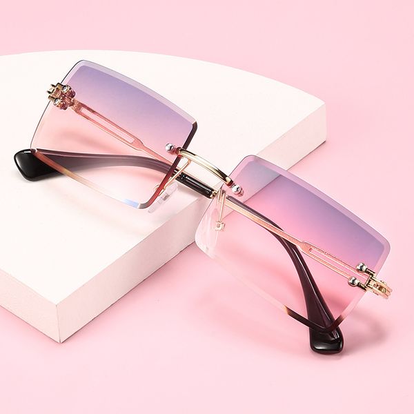 

sunglasses new frameless cut edge sunglasses ladies square marine piece sunglasses cross-border trendy street gradient color glasses, White;black
