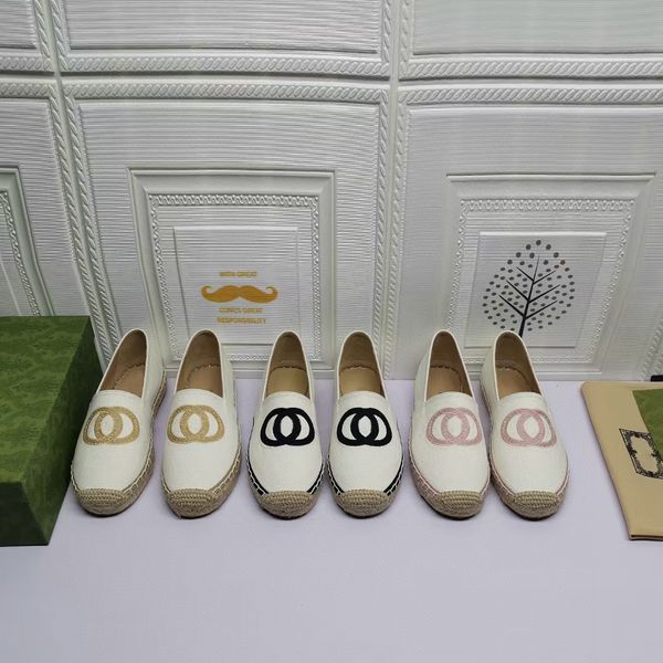 

interlocking g canvas embroidered espadrilles loafers shoes summer slip on jute platform sandals hand made shoe for women casual luxe flats, Red;white