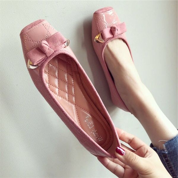 

bean shoes womens 2023 new square head plus size flat shoes womens bow bright flat shoes soft-soled leather shoes, Black