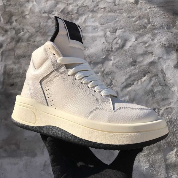 

rick ownes new ro fashion shoes co branded high lace up small white shoes for men and women's same couple sports and casual board shoes