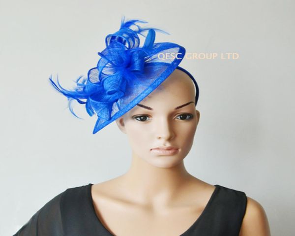 

royal blue sinamay fascinator hat for wedding kentucky derby ascot races2093091, Silver