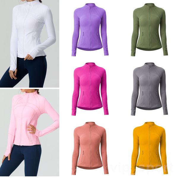 

active sets lu align lu define yoga women fitness jacket long sleeve workout coat high waist jogging jackets full zip gym sportswear quick d