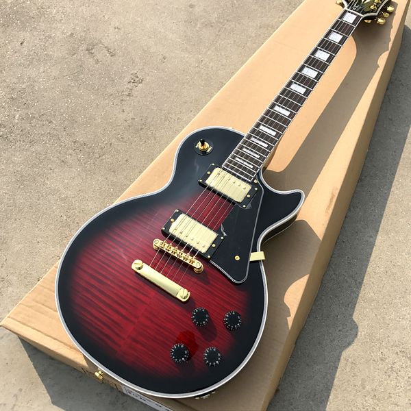 

custom shop, lp custom electric guitars, gold hardware, flame maple guitars, 22frets guitars ing