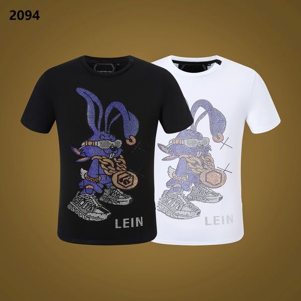 

pp men's t-shirt summer rhinestone short sleeve round neck shirt tee skulls print streetwear m-xxxl 2094, White;black