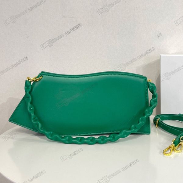 

fashion la vague underarm bag wave curved body structured chain leather handle totes women zipper closure one main oneinterval shoulder bag