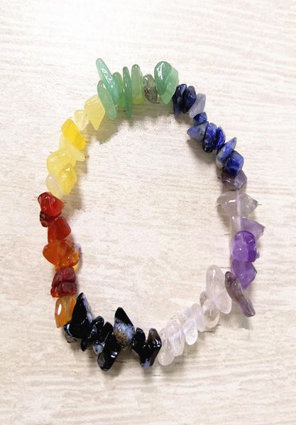

natural stone malachite lapis tiger eye bracelets charm 7 chakra reiki healing crystals chips single strand women bracelet5737412, Black
