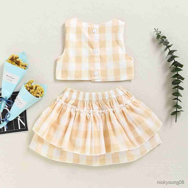

clothing sets 0-2yrs plaid clothes set soft sleeveless romper summer kids girls ruffles outfits, White