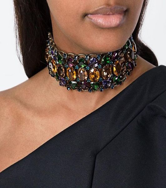 

new brand big rhinestone choker necklace 2017 bib statement necklace crystal luxury chunky collar maxi jewelry wedding accessories6504749, Golden;silver