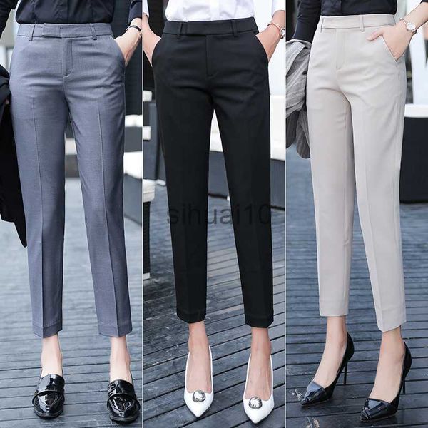 

women's pants capris black gray suit pants woman high waist pants office ladie ashion formal work trousers female elegant casual straig, Black;white