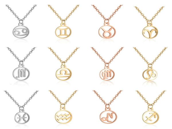 

sinogaa stainless steel zodiac sign necklaces pendants 12 constellation jewelry virgo leo taurus gemini necklace women collar1977087, Silver