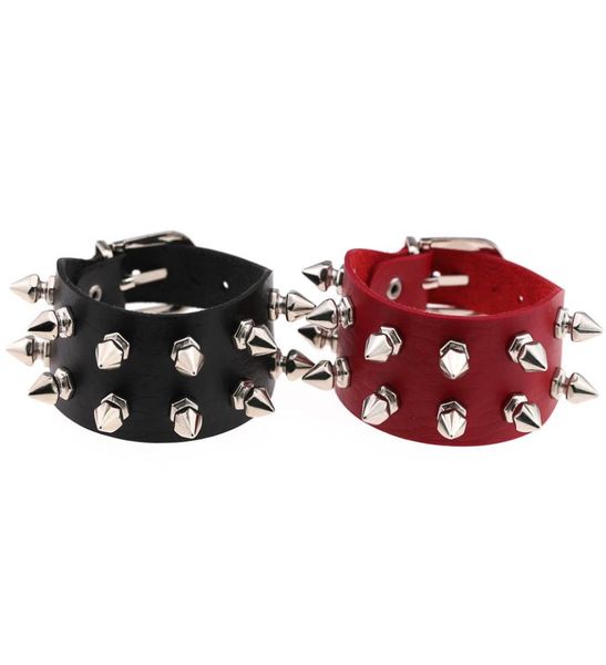 

pretty leather bracelet unique spikes rivet stud wide leather punk gothic rock cuff bangle bracelet men jewelry6587156, Golden;silver