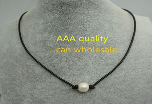 

jln single pc pearl leather choker collar necklace handmade freshwaterpearl jewelry for women or baby1162526, Golden;silver