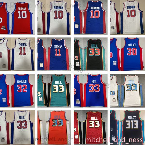 

mitchell and ness grant 33 hill jersey retro stitched basketball jerseys dennis 10 rodman isiah 11 thomas richard 32 hamilton shady 313 emin, Black;red