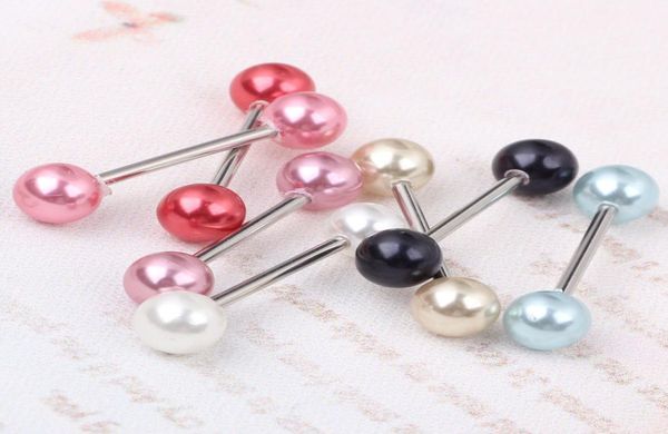 

tongue bar t21 mix 6 color 100pcslot body jewelry piercing pearl tongue bar tongue ring9769624, Silver